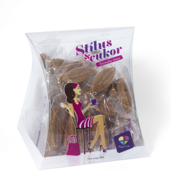 Barna színű, tealevél alakú formacukor boríték dobozban