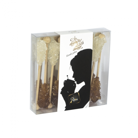 Rövid, fehér és barna kandispálca mini dobozban