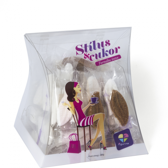 Fehér és barna színű, tealevél alakú formacukor boríték dobozban