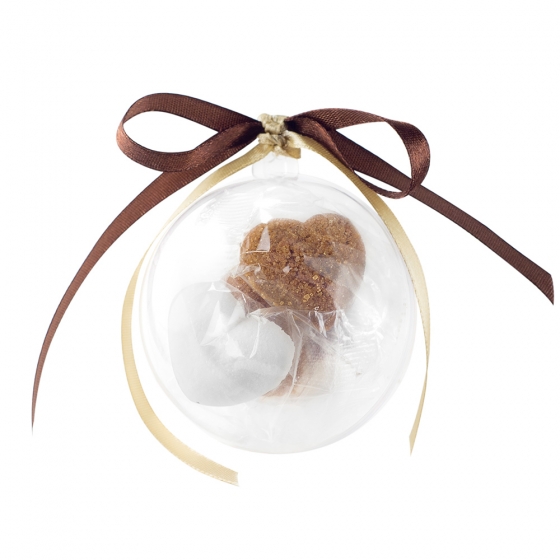 Figurina formacukor gömb csomagolásban arany színű szalaggal