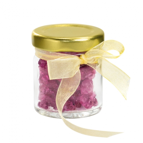 Magentalila színű tortadíszítő kristály csavaros üvegben