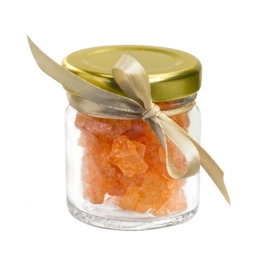 Narancssárga színű tortadíszítő kristály csavaros üvegben