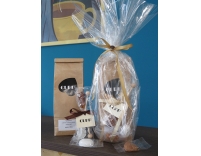 Kávécsomag pörkölt szemes kávéval és kandiscukorral