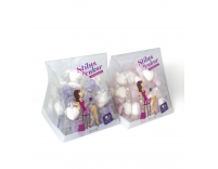 Lila és fehér színű, szív alakú formacukor boríték dobozban 1