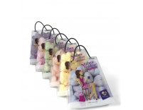 Lila színű, szív alakú formacukor kis táskában 1