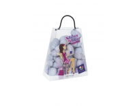 Világoskék színű, szív alakú formacukor kis táskában